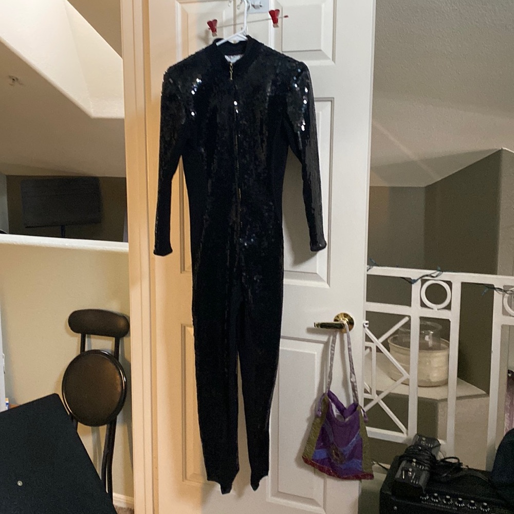Lily Ruben black sequin catsuit